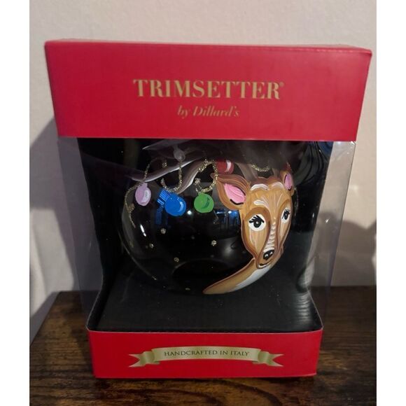 Trimsetter By Dillards Reindeer Garland Handcrafted Clear Glass Ornament Italy - Picture 7 of 7